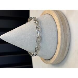 Silver Chain Link Cuff Bracelet